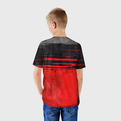 Детская футболка Black red texture / 3D-принт – фото 4