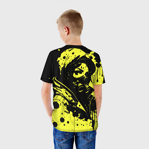 Детская футболка Девушка в респираторе и кляксы чернил / 3D-принт – фото 4
