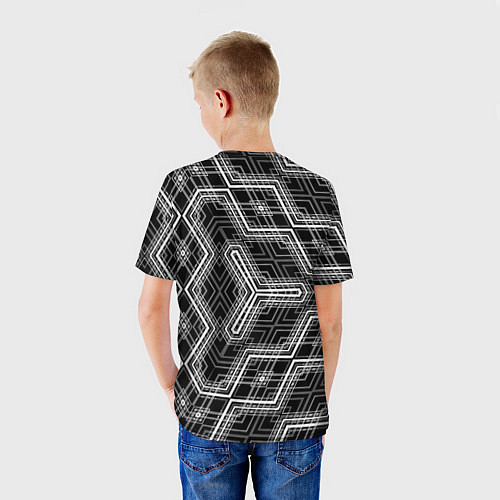 Детская футболка Черно-белый ассеметричный узор / 3D-принт – фото 4