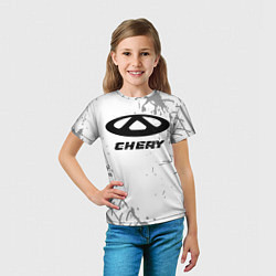 Футболка детская Chery speed на светлом фоне со следами шин, цвет: 3D-принт — фото 2