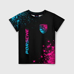 Детская футболка Porsche - neon gradient: надпись, символ