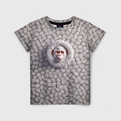 Детская футболка Забавная белая обезьяна