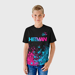 Футболка детская Hitman - neon gradient: символ сверху, цвет: 3D-принт — фото 2