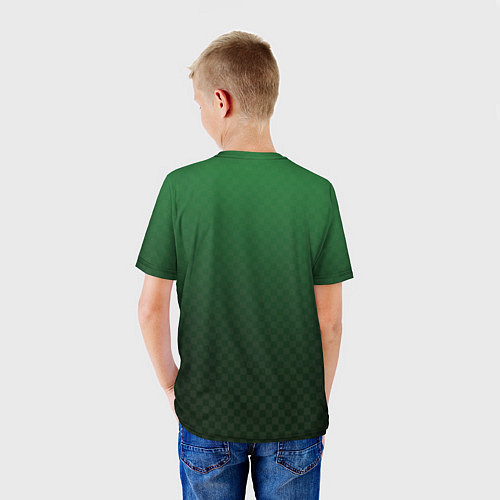 Детская футболка Зелёная клетка с градиентом / 3D-принт – фото 4