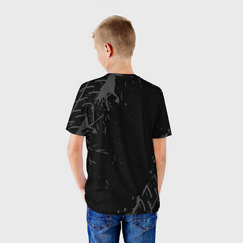 Детская футболка Honda speed на темном фоне со следами шин / 3D-принт – фото 4