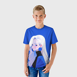 Футболка детская Аниме- девушка в синем, цвет: 3D-принт — фото 2