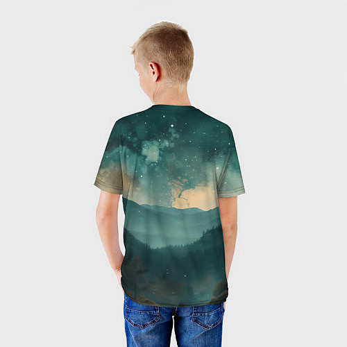 Детская футболка Космическая ночь в горах / 3D-принт – фото 4