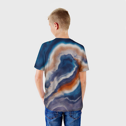 Детская футболка Текстура агата сине-оранжевая / 3D-принт – фото 4