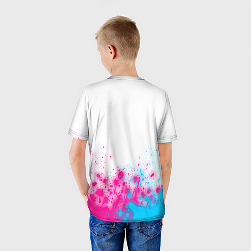 Детская футболка BYD neon gradient style: символ сверху / 3D-принт – фото 4