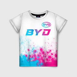 Детская футболка BYD neon gradient style: символ сверху