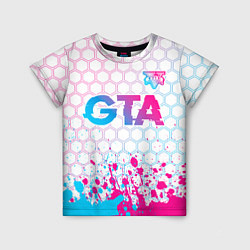 Детская футболка GTA neon gradient style: символ сверху