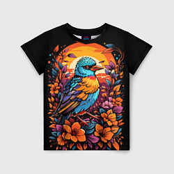 Детская футболка Тропическая птица и листья