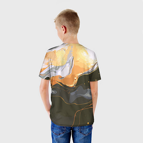 Детская футболка Черное и оранжевое / 3D-принт – фото 4