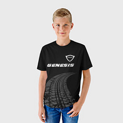Футболка детская Genesis speed на темном фоне со следами шин: симво, цвет: 3D-принт — фото 2