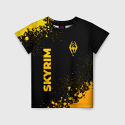 Детская футболка Skyrim - gold gradient: надпись, символ