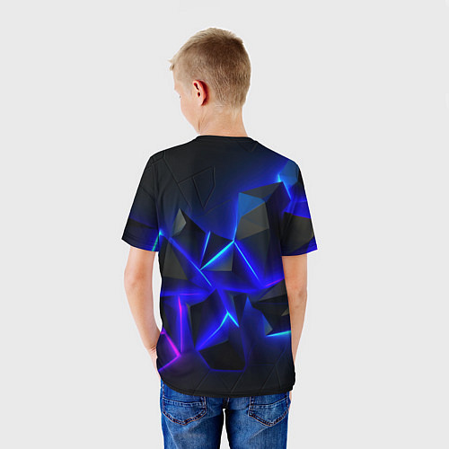 Детская футболка Разлом плит из неона / 3D-принт – фото 4