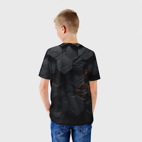 Детская футболка Черные неоноыве плиты / 3D-принт – фото 4