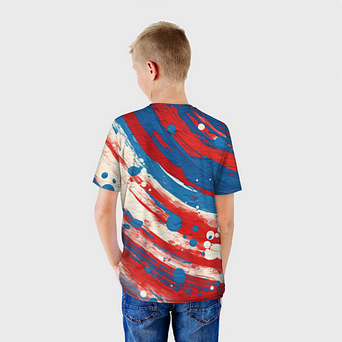 Детская футболка Краски в цветах флага РФ / 3D-принт – фото 4