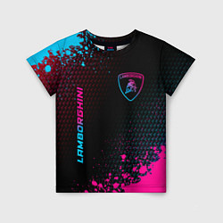 Детская футболка Lamborghini - neon gradient: надпись, символ