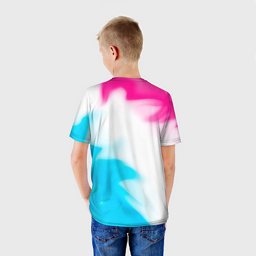 Детская футболка Rainbow Six neon gradient style: надпись, символ / 3D-принт – фото 4
