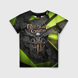Детская футболка Baldurs Gate 3 logo green abstract