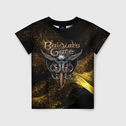 Детская футболка Baldurs Gate 3 logo gold black