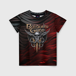 Детская футболка Baldurs Gate 3 logo dark red black