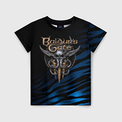 Детская футболка Baldurs Gate 3 logo blue geometry