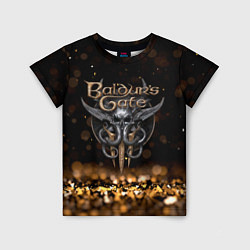 Детская футболка Baldurs Gate 3 logo dark gold logo