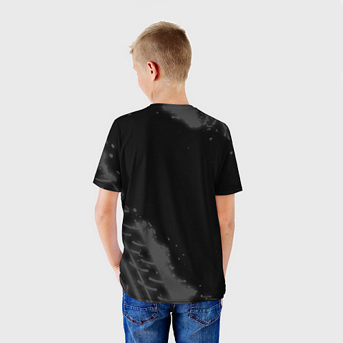Детская футболка Daewoo speed на темном фоне со следами шин: надпис / 3D-принт – фото 4