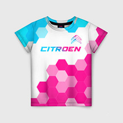 Футболка детская Citroen neon gradient style: символ сверху, цвет: 3D-принт