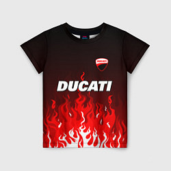 Футболка детская Ducati- красное пламя, цвет: 3D-принт