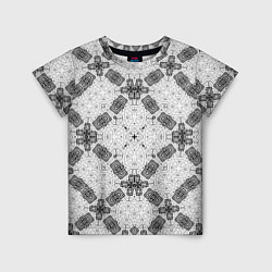 Детская футболка Черно-белый ажурный кружевной узор Геометрия
