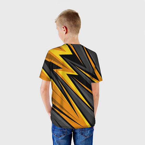 Детская футболка Лексус - желтая спортивная абстракция / 3D-принт – фото 4