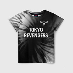 Футболка детская Tokyo Revengers glitch на темном фоне: символ свер, цвет: 3D-принт