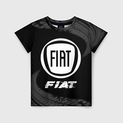 Детская футболка Fiat speed на темном фоне со следами шин