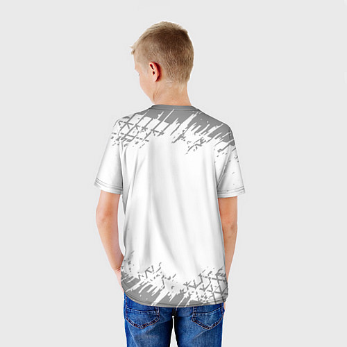 Детская футболка Genesis speed на светлом фоне со следами шин / 3D-принт – фото 4