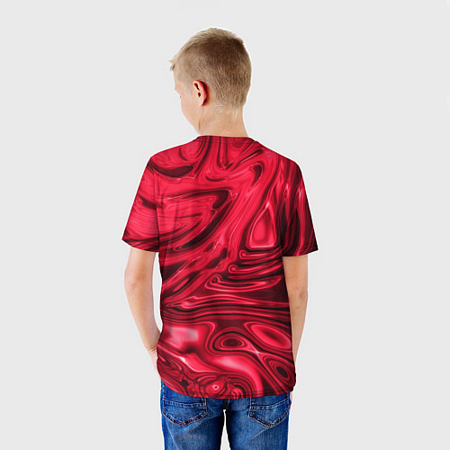 Детская футболка Абстракция плазма красный / 3D-принт – фото 4