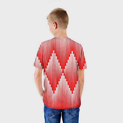 Детская футболка Красные белые большие ромбы / 3D-принт – фото 4