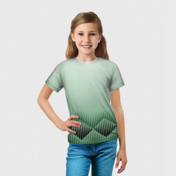 Футболка детская Зеленый градиент с ромбами, цвет: 3D-принт — фото 2