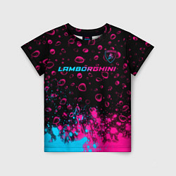 Детская футболка Lamborghini - neon gradient: символ сверху