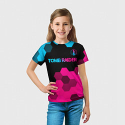 Футболка детская Tomb Raider - neon gradient: символ сверху, цвет: 3D-принт — фото 2