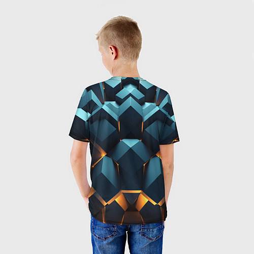 Детская футболка Объемные неровные плиты / 3D-принт – фото 4