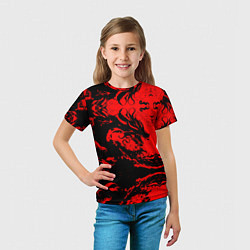 Футболка детская Черный дракон на красном небе, цвет: 3D-принт — фото 2