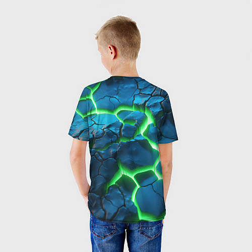 Детская футболка Разлом зеленых плит / 3D-принт – фото 4