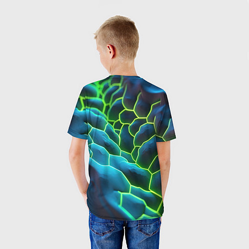 Детская футболка Зеленые текстурные плиты / 3D-принт – фото 4