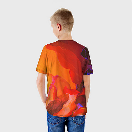 Детская футболка Красно-оранжевый паттерн / 3D-принт – фото 4