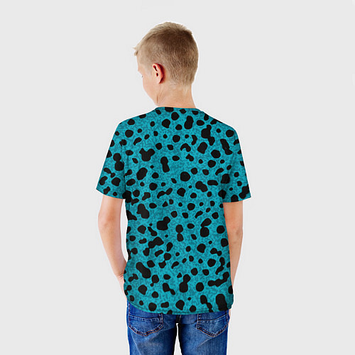 Детская футболка Пятнистый паттерн чёрно-голубой / 3D-принт – фото 4
