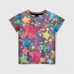 Детская футболка Разноцветные новогодние звёзды
