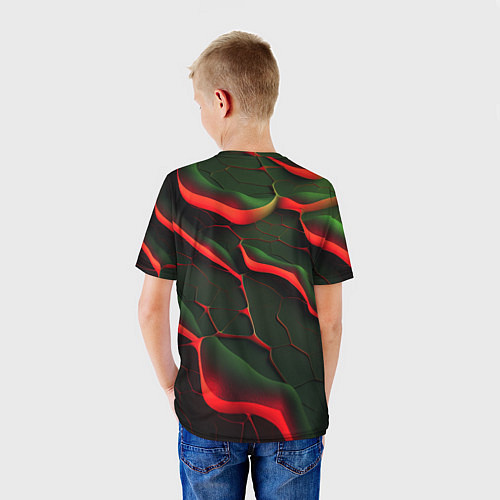 Детская футболка Объемные зеленые плиты / 3D-принт – фото 4